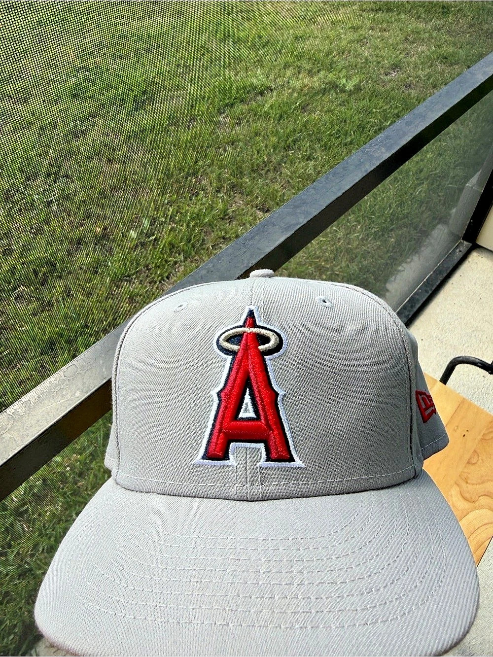 New Era Los Angeles Angels 59FIFTY Fitted Hat Gray & Red 7 1/2